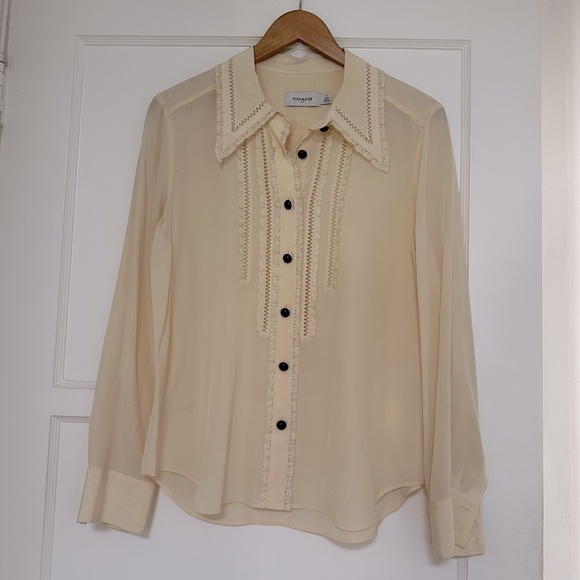 Coach silk lace ruffle blouse - Picture 2 of 12